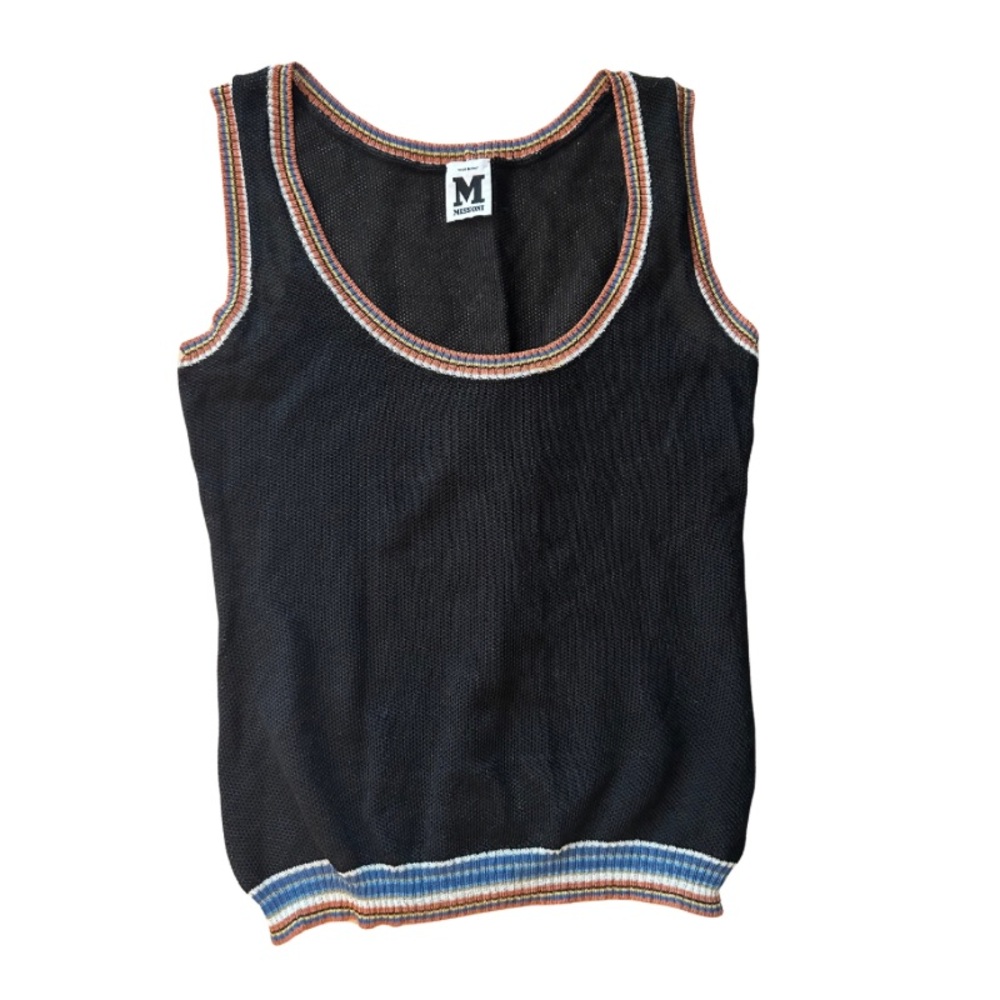 Missoni Black Sleeveless Sweater Knit Tank Top Fits XS, Size 38 Italian.